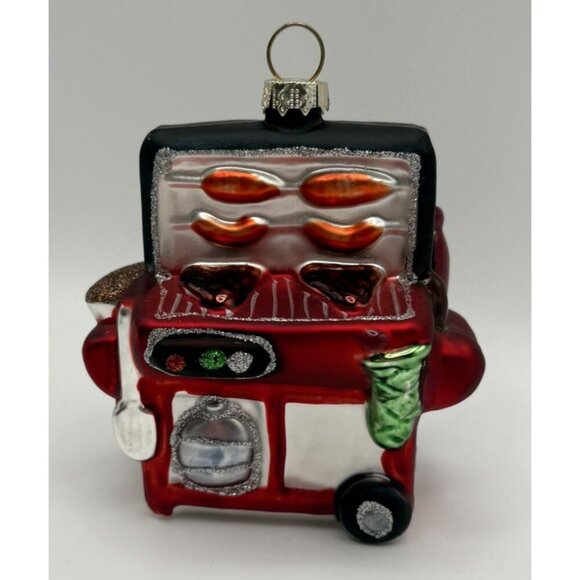 Glass Blown BBQ Grill Christmas Tree Ornament Summer Time Winter Fun - Picture 6 of 6